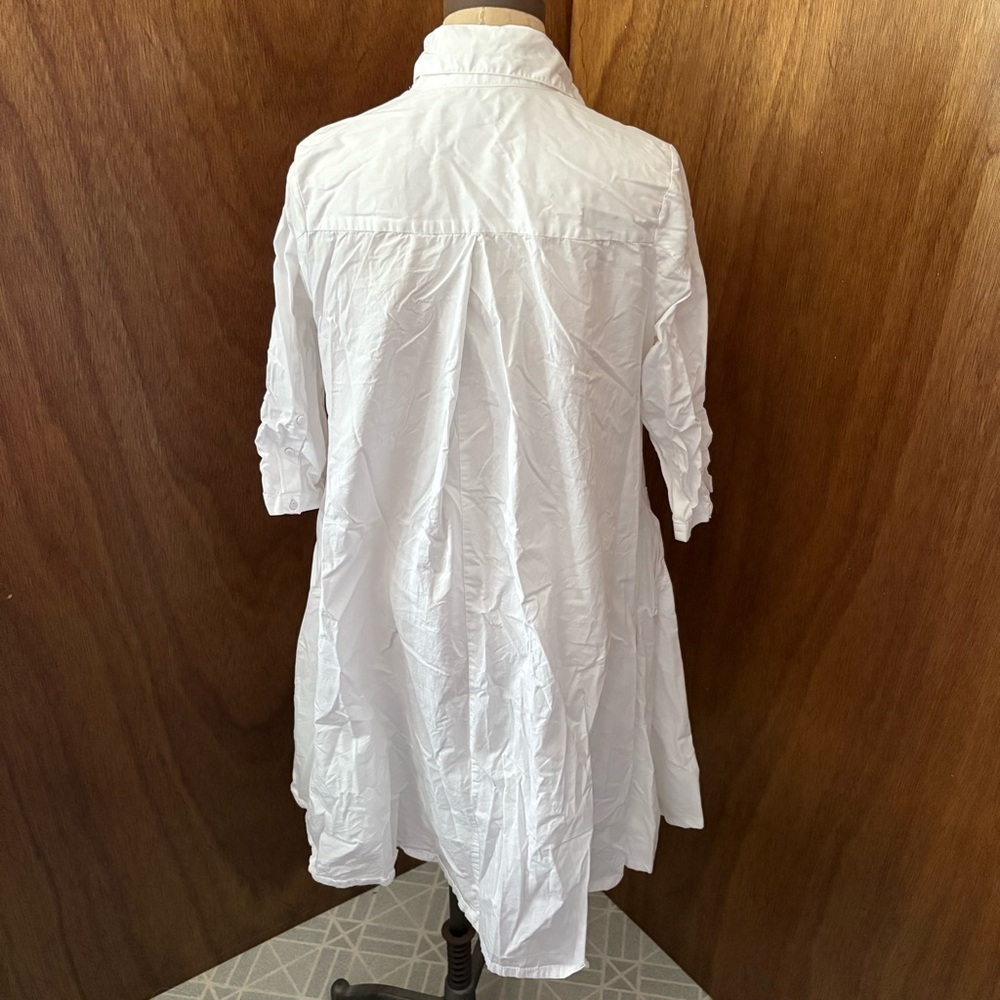 METROSTYLE sz S White Button down Fishtail High Low Shirt - Picture 5 of 8